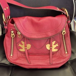 MARC BY MARC JACOBS Burgundy Leather Petal To The Metal Natasha Bird Crossbody